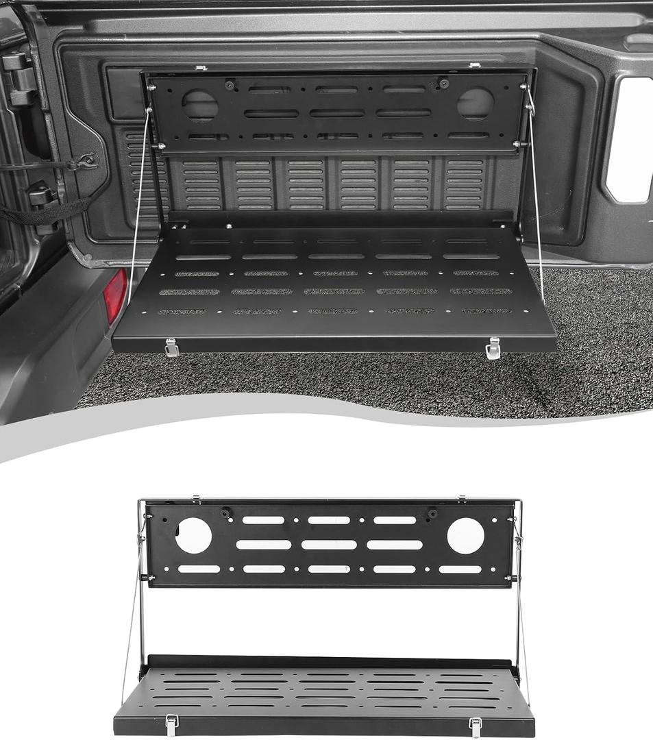 Hoolcar for JL Tailgate Table Double-Layer Foldable Table Cargo Shelf Storage Rack Compatible with Jeep Wrangler JL JLU 2018-2024, Support up to 75lb Storage Cargo Luggage Holder Carrier(B Style)