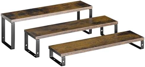 FOUCSSOMEI Spice Rack, Wooden Display Riser Stand, 3-Tier Perfume Stand and Cologne Organizer Stand, DIY Spice Rack Organizer, Display Shelf Metal Frame