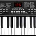 Piano Keyboard for Beginners, 37 Keys Kids PIano, Built-in 1200mA Rechargeable Battery Electronic Piano Keyboards Portable Music Keyboard Pianos with Mic LED Screen Teaching Gift for Beginner, Black, 58.2cm x 20cm x 4.5cm