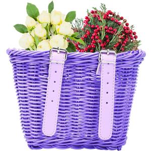 Steady Doggie Bike Basket - Front Bike Baskets - Bicycle Basket - Easy Installation - Hand-Woven Polypropylene - Durable and Anti-Fade - UV Protection (Purple)