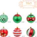 16 Pcs Traditional Classic Christmas Balls Ornaments for Xmas Tree, 80mm/3.15" Big Red and Green Christmas Decorations, Shatterproof Plastic Hanging Balls for Festivals Trees Decor