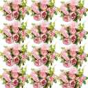 Pink Peonies Artificial Flowers, 12 Bundles Fake Peonies Silk Flowers Faux Peonies Flowers Realistic Bouquet for Wedding Home Centerpiece Table Decoration (Set of 12 12-inch Peony Bouquets)