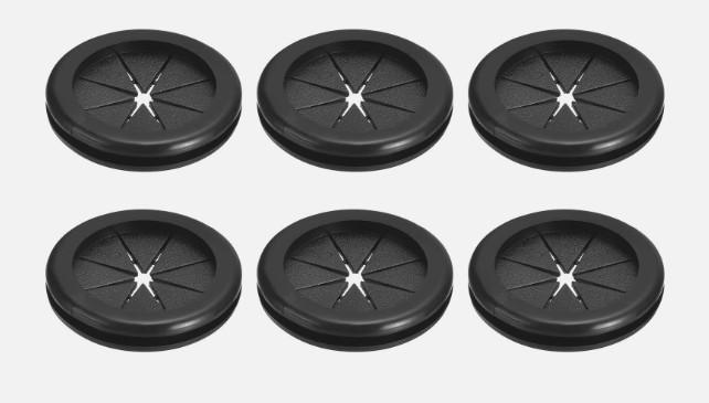 6Pcs Double Sided Rubber Grommets 1-3/8"(35mm) ID 1-9/16"(40mm) Drill Hole Black