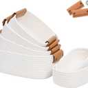 Degeyoyo Storage Basket Set of 6 - 4 with Leather Handle & 2 Small Gift Baskets - Woven Storage Cotton Rope Basket for Organizing, Rectangle Bins for Shelves, Nursery, Dog Toy, Bathroom