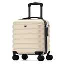 Flight Knight Carry On Suitcase 16.25x13.5x8 Hardside TSA Lock USB Port Lightweight Luggage Silent Double Spinner Wheels Maximum Underseat Carry-On Bag For Virgin South West Approved Black/Tan