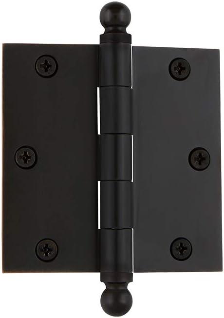 Nostalgic Warehouse Ball-Tip Residential Door Hinge with Square Corners, 3.5" (Oil Rubbed Bronze)