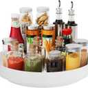 Ovicar Lazy Susan Cabinet Organizer - 13 inch Metal Turntable Lazy Susan for Kitchen Spice Rack Pantry Cupboard Bathroom Countertop Refrigerator Table Storage, White