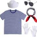 Tayfremn Sailor Costume for Men Women Sailor Accessories Halloween Outfit Captain Costume for Party Adults (Large)