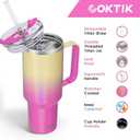 COKTIK 40 oz Tumbler With Handle and Straw, Insulated Tumbler With Leakproof Lids, Stainless Steel|BPA-Free, Cold for 24 H (Glitter Rainbow) Snap Cap Broken As Pictured
