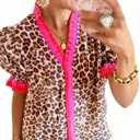 BKBEY Womens Ruffle Trim Floral Blouse Multicolor (M)