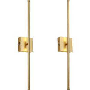 27.8 Inch Hardwired Wall Sconces Set of Two, 3000K Warm White Dimmable Modern Wall Sconces, 350 Rotate LED Light Fixtures Wall Lamp for Bathroom Living Room Bedroom Bedside, Gold