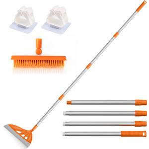 Multifunction Magic Rubber Air Broom, Replaceable Silicone Floor Squeegee, Sweeper and Scrape 2 in 1 Household Cleaning Squeegee Broom for Floor, Bathroom, Kitchens, Tile, Glass (Orange)