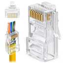 GTZ RJ45 Cat6 Pass Through Connectors Pack of 100 | Clear Ethernet Plugs for Unshielded Twisted Pair Solid Wire & Standard Cables | Compatible with PC, Server, Router
