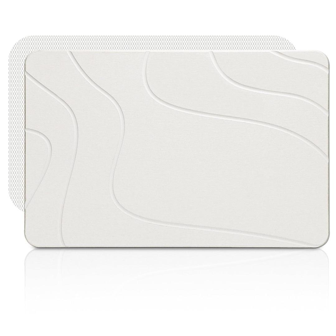 Liyarya Stone Bath Mats for Bathroom, Diatomaceous Earth Mat, 23.6 x 15.4 Absorbent, Anti-Slip, Quick Dry, Easy to Clean,White
