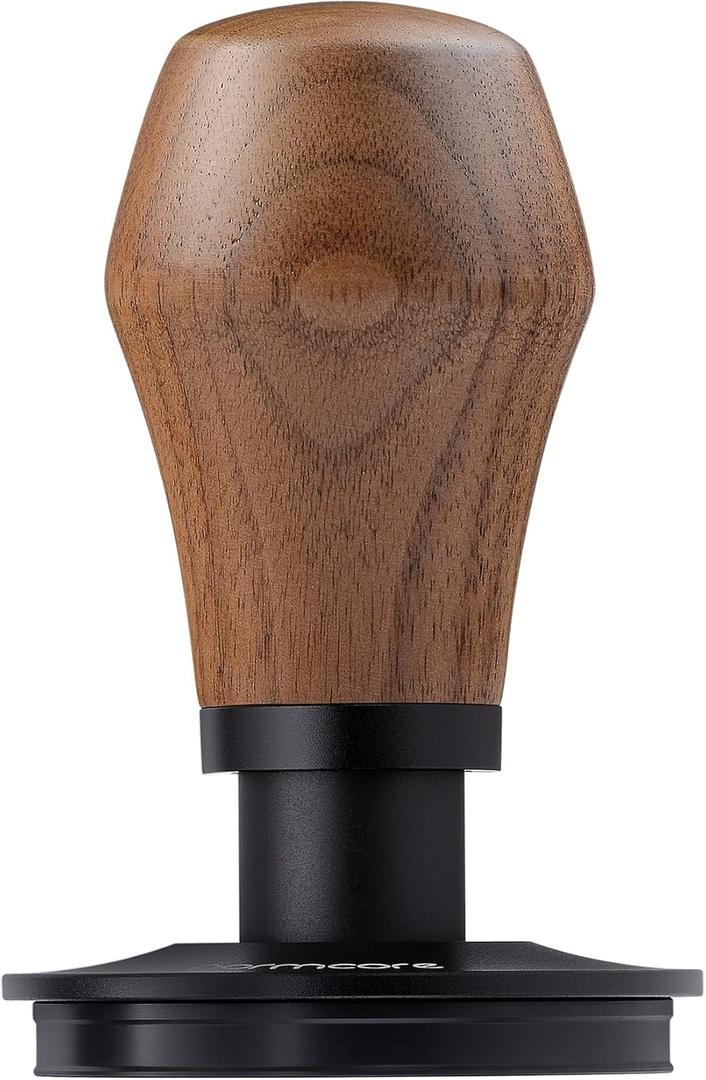 Normcore 58mm Espresso Coffee Tamper V4 - Spring Loaded Tamper With Titanium PVD Coating Flat Base -15lb / 25lb / 30lbs Replacement Springs, Genuine American Walnut Handle
