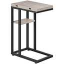 HOOBRO Foldable End Table, C Shaped Side Table with Storage Shelf, Small Snack Table Suitable for Living Room Bedroom Small Spaces, Easy Assembly, Greige and Black BG29SF01,Damage