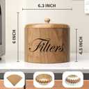 Coffee Filter Holder, Wooden Coffee Filter Storage with Lid, RoundCoffeeFilterContainer for Counter, Rustic Bar Accessories Holder Decor (Natural)