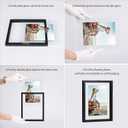 Trwcrt 5x7 Floating Picture Frames Set of 4, Double Glass Photo Frame Display up to 7 x 9 Photos for Desktop or Wall Hanging, Black