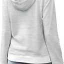 Half Hidden Women's Hoodies Fall Fashion Outfits Casual Long Sleeve Hooded Sweatshirt Button Collar Fall Drawstring Sweatshirt Pullover White Large