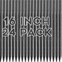 Gbekery 16 Inches Rebar Stakes(24pcs) Heavy Duty Straight Metal Ground Anchors with Chisel Point Ends for Timber,Concrete,Plant Support,Camping Tents,3/8 Inch Thickness Garden Stakes,Black