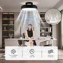 Modern Bladeless Ceiling Fans with Lights and Remote, Reversible, DC Motor 6 Speeds, Stepless dimming and CCT 3000K-6000K LED Lights for Bedroom Kids Room (A10-Black, 17.72IN)