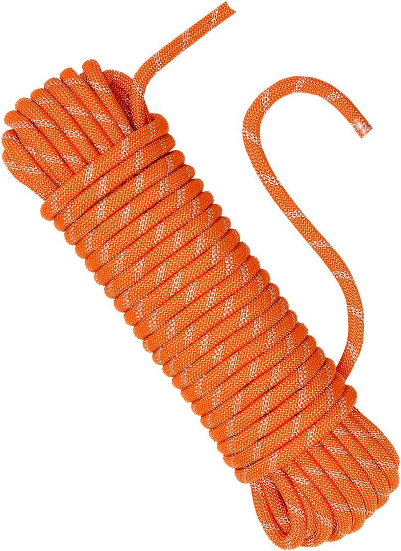 Multi-Purpose Climbing Rope - 8/10/12mm x 5/10/20/30m, Ideal for Rappelling, Boating, Tree Swing, and Sailing (Orange)