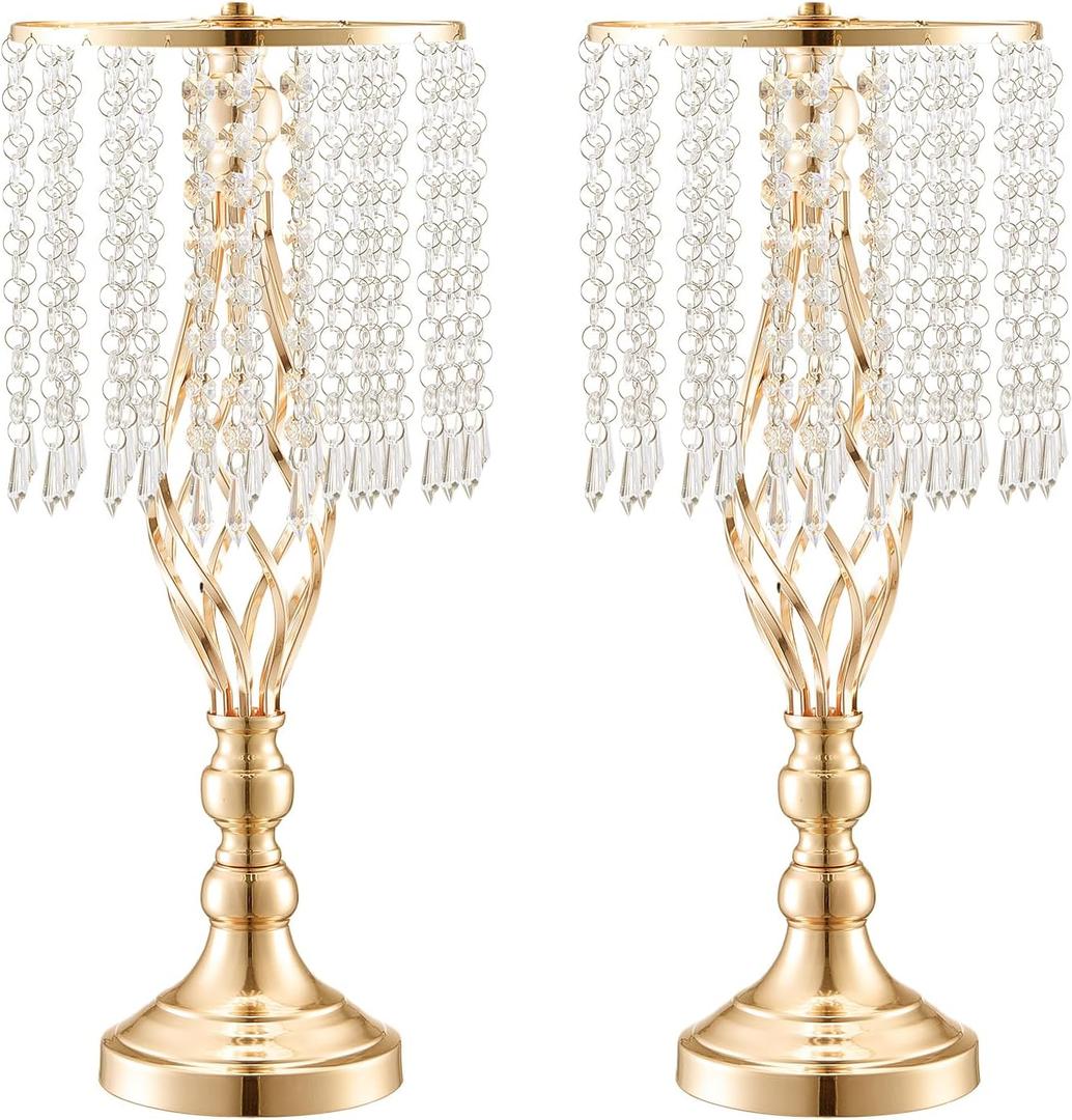 VEVOR Metal Wedding Centerpiece Gold, Crystal, 12PCS 49cm/19.3