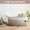 Dog Basket Gift Basket Empty, 13.6"x 10" x 6" Woven Storage Baskets for Organizing, Cotton Rope Baskets for Shelf, Dog Storage Bins with Handles, Mixed-Brown