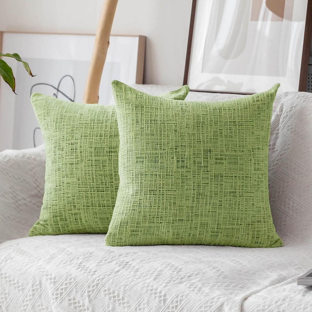 Home Brilliant Pillow Covers 26 x 26 Large Chenille Velvet Decorative European Pillow Cases for Patio Decor, 66x66cm (26inch) Set of 2, Apple Green