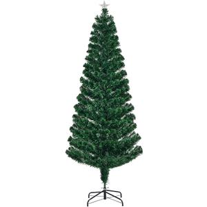 6 Foot Pre-Lit Fiber Optic Christmas Tree with Color-Changing Lights and Glowing Star Topper, Artificial Holiday Decor for Living Room or Office