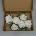 Ivory Rose Boutonniere for Men Wedding Set of 6 Groom Groomsmen Best Man Artificial Flowers Boutonniere for Wedding Ceremony Anniversary Prom Flowers Formal Dinner Party (6, White, Middle)