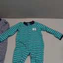 Simple Joys Baby Boy's 2 pack Cotton Footed Sleep and Play Sleepwear, Navy Stripe/ Turq Stripe, Newborn