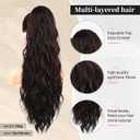 Flufymooz Ponytail Extension, 26 Inch Drawstring Ponytail Hair Extensions for Women Long Curly Wavy Pony Tail Natural Wavy Synthetic Hairpiece for Women Daily Use party (26 Inch Black Brown)