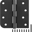 3 Pack Black Door Hinges 4 Inch x 4 Inch Square Rounded and 5/8" Radius Corners No-Squeak Heavy Duty Interior and Exterior Matte Black Door Hinges