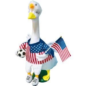 Soccer Porch Goose Outfits, Football Geese Duck Statues Clothes Art Decor | Patriotic Porch Goose Outfit, American Flag Fashion Design, 4th Of July, Concrete Goose Statue Costume For Garden Lawn Yard