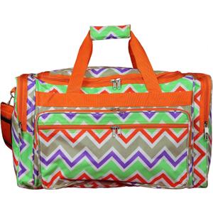 World Traveler Chevron 22-inch Carry-on Duffle Bag with Adjustable Shoulder Strap (Orange Trim Chevron Multi)