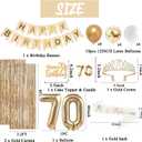 Trgowaul 70th Birthday Decorations for Women, Banner, Sash and Crown, Cake Topper, 70 Number Balloon, Fringe Curtains, Champagne Gold 70th Birthday Party Supplies