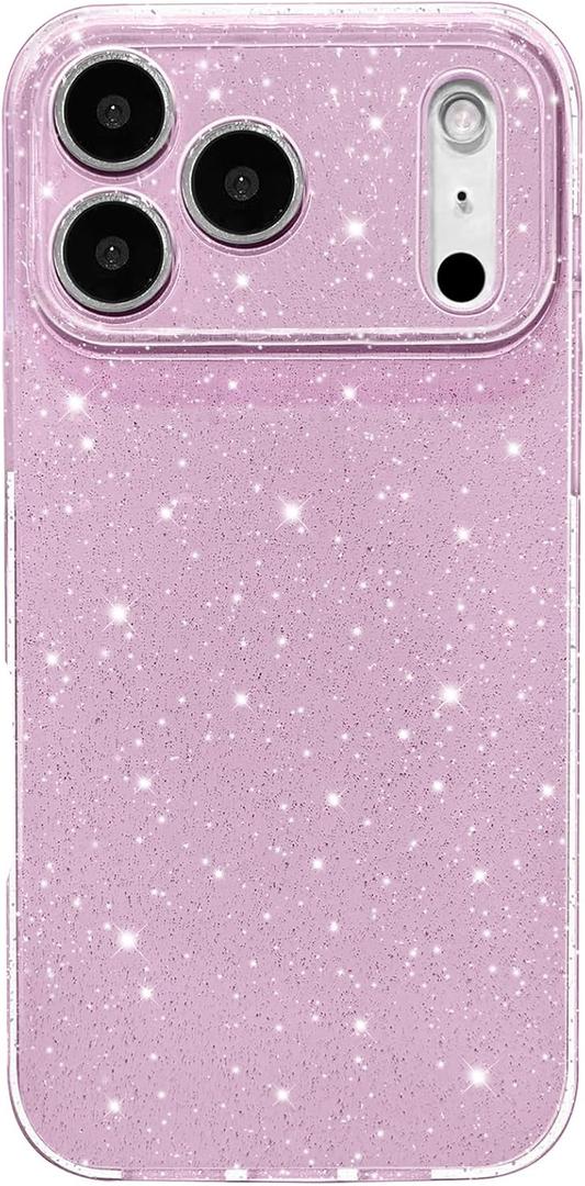 Hython Case for iPhone 17 Pro Case Glitter Cute Sparkly Shiny Bling Sparkle Phone Cases 6.3", Thin Slim Fit Soft TPU Bumper Shockproof Rubber Protective Cover for Women Girls Girly, Lavender Purple