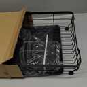 AIDERLY Iron Dish Drying Rack with Drainboard Dish Drainers for Kitchen Counter Extendable Spout Strainers with Utensil Holder and Knife Slots, Black