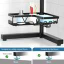 KEGII Floor Shower Caddy Standing 4-Tier Corner Shower Organizer with Hooks & Soap Holder, Free-Standing Bathroom Storage Rack for Shampoo & Toiletries, Black