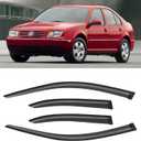 Window Visor for 1999-2005 Volkswagen VW Jetta, Out-Channel Rain Guards Shields Vent Deflector Shade Wind Dark Smoke 2000 2001 2002 2003 2004, Tape-On Outside-Mount, 4PCS