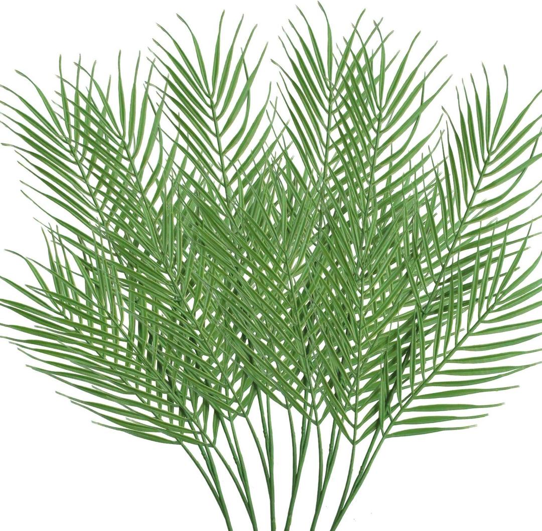 18 Branches 27 Inch Artificial [Palm] [Leave]s 6 PCS Large Faux / Fake Greenery Tropical [Palm] Tree [Leave]s for [Palm] Wedding Arrangement Jungle Party Decorations