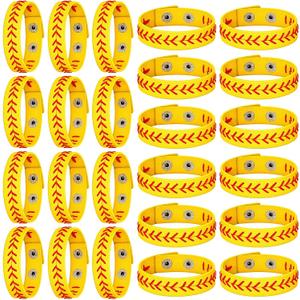 30 Pcs Genuine Softball Baseball Leather Unisex Wristband for Men Women Ideal Gift for Softball Mom Baseball Players and Sports Teams Men Women
