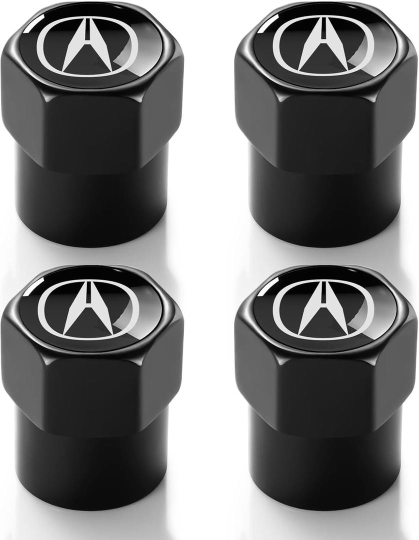 8 x Tire Valve Stem Caps for Acura Metal Car Wheel Air caps Auto Valve Stem Caps Accessories 4 Pack Black
