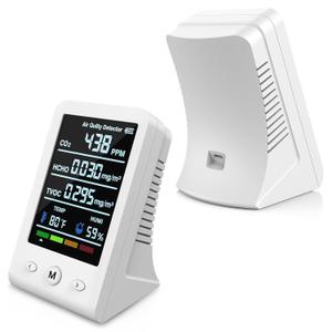8-in-1 air Quality Monitor Indoor, Portable CO2 air Quality Monitor, Indoor air Quality Monitor with Alarm, Temperature & Humidity/HCHO/TVOC, air Quality Tester Grow Tents, Bedroom, Home