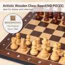 Wooden Chess Board 16 Inch - Professional Tournament Chessboard Only, Premium Wood Board Game with Notation, Scratch-Resistant UV Coating, Portable Table Chess Board No Pieces with Gift Package