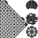 ToLanbbt Modular Interlocking Cushion 48P 11.8" x 11.8" Interlocking Rubber Floor Drain Holes Non-Slip Splicing Drainage Mats for Deck, Shower, Kitchen, Drain Pool, Sauna Bath, Indoor Outdoor (Black)