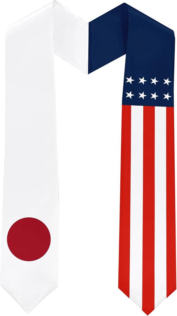 2 x Japan Flag International Students Graduation Sash Stole Scarves 180 X 13 CM/70 X 5 INCHES Double Sided Graduation Decoration Item