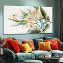 NBAODAN Gold Flower Wall Art Green Leaves Wall Decor Botanical Canvas Art for Dining Room Bedroom Artwork Floral Art Prints for Home Office 24"x 48"