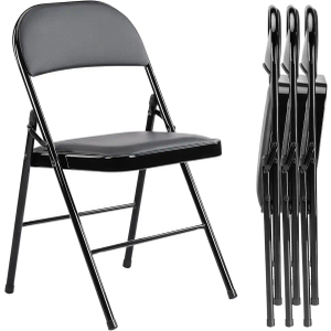 Yapamar Folding Chair 4-Pack, Leather Padded Folding Chairs, Easy to Use and Store, Outdoor and Indoor, for Home, Office, Party, Comfy, Black( used, dirty)